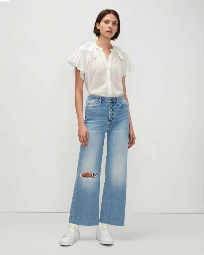 Luxe Vintage Ultra High Rise Cropped Jo With Exposed Button Fly