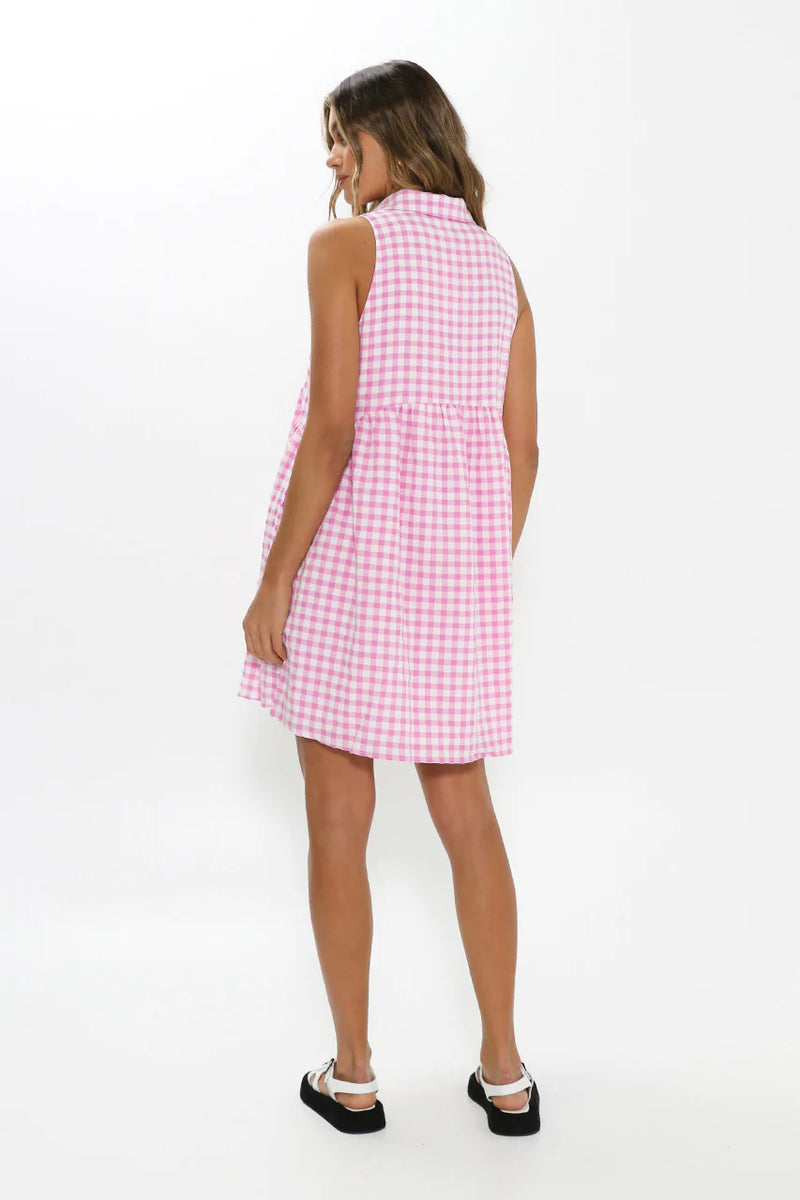 Pink gingham 2025 mini dress