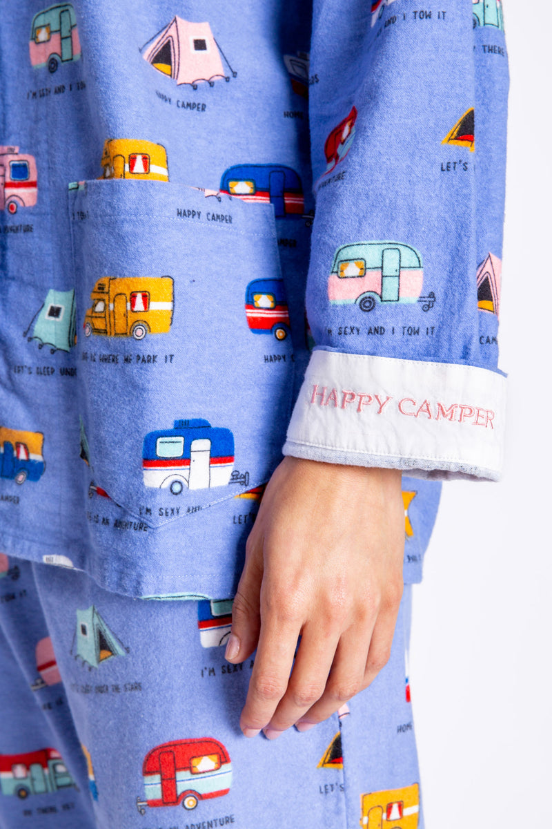 Flannel Campers PJ Set  Periwinkle – smash.house.clothing