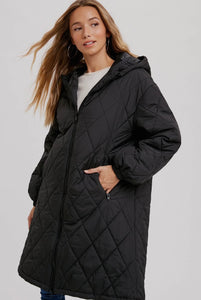 Longline Quilted Jacket | Black