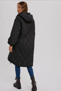 Longline Quilted Jacket | Black