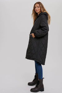 Longline Quilted Jacket | Black