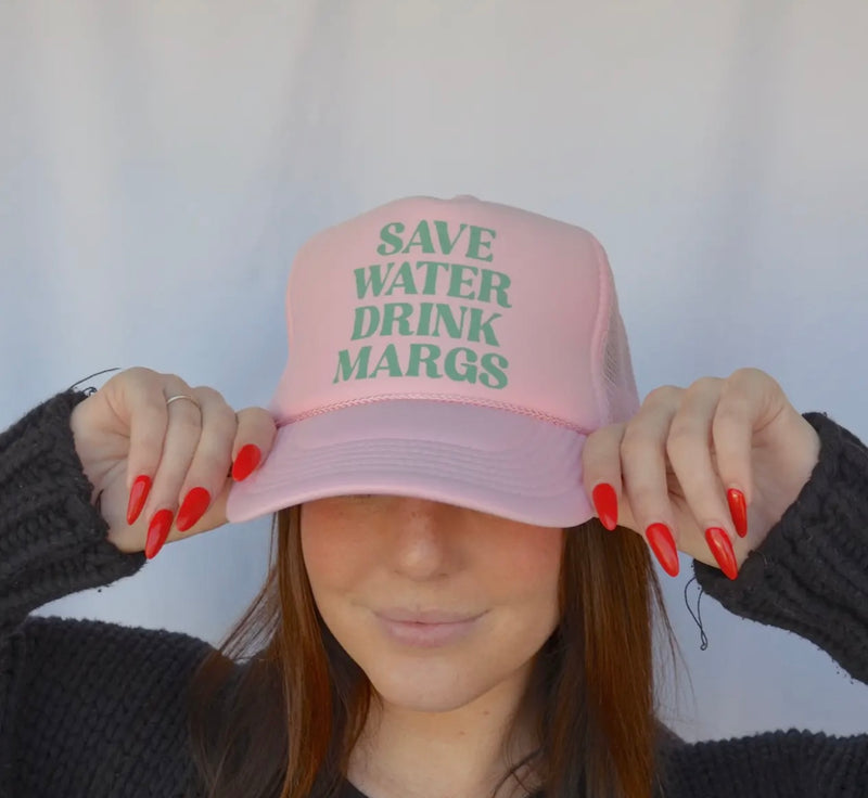 Save Water Drink Margs Trucker Hat-Light Pink