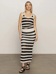 CROCHET SWEATER SKIRT |  BLACK CHALK STRIPE