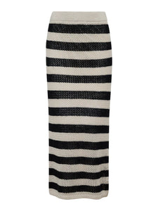CROCHET SWEATER SKIRT |  BLACK CHALK STRIPE