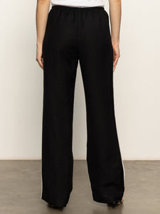 CASUAL SEMI-HIGH RISE TRACK PANT | BLACK CHALK STRIPE