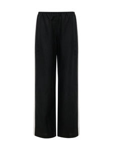 CASUAL SEMI-HIGH RISE TRACK PANT | BLACK CHALK STRIPE