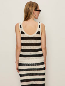 MESH STITCH SHELL SWEATER | BLACK CHALK STRIPE