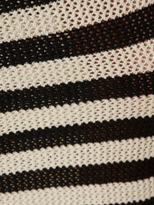 MESH STITCH SHELL SWEATER | BLACK CHALK STRIPE
