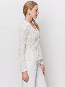 DREAMGIRL LACE BUTTON UP TOP | CHALK