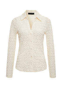 DREAMGIRL LACE BUTTON UP TOP | CHALK