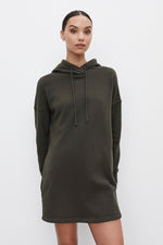 Autumn Fleece Hoodie Dress-Vintage Black