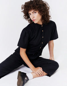 ISLA Short Sleeve Drawstring Jumpsuit | Black