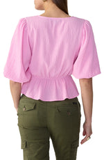 Textured Button Front | Pink