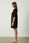 Meghan Cotton Slub Puff Sleeve Dress | Black