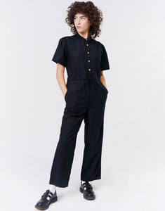 ISLA Short Sleeve Drawstring Jumpsuit | Black