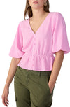 Textured Button Front | Pink