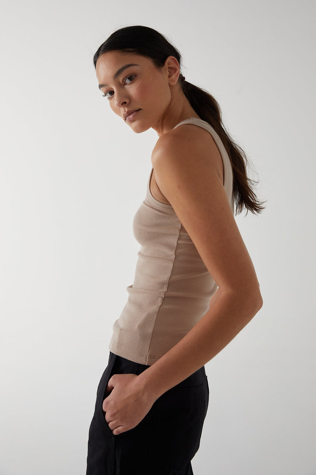 DS Modal Rib Tank Top - Heather Grey