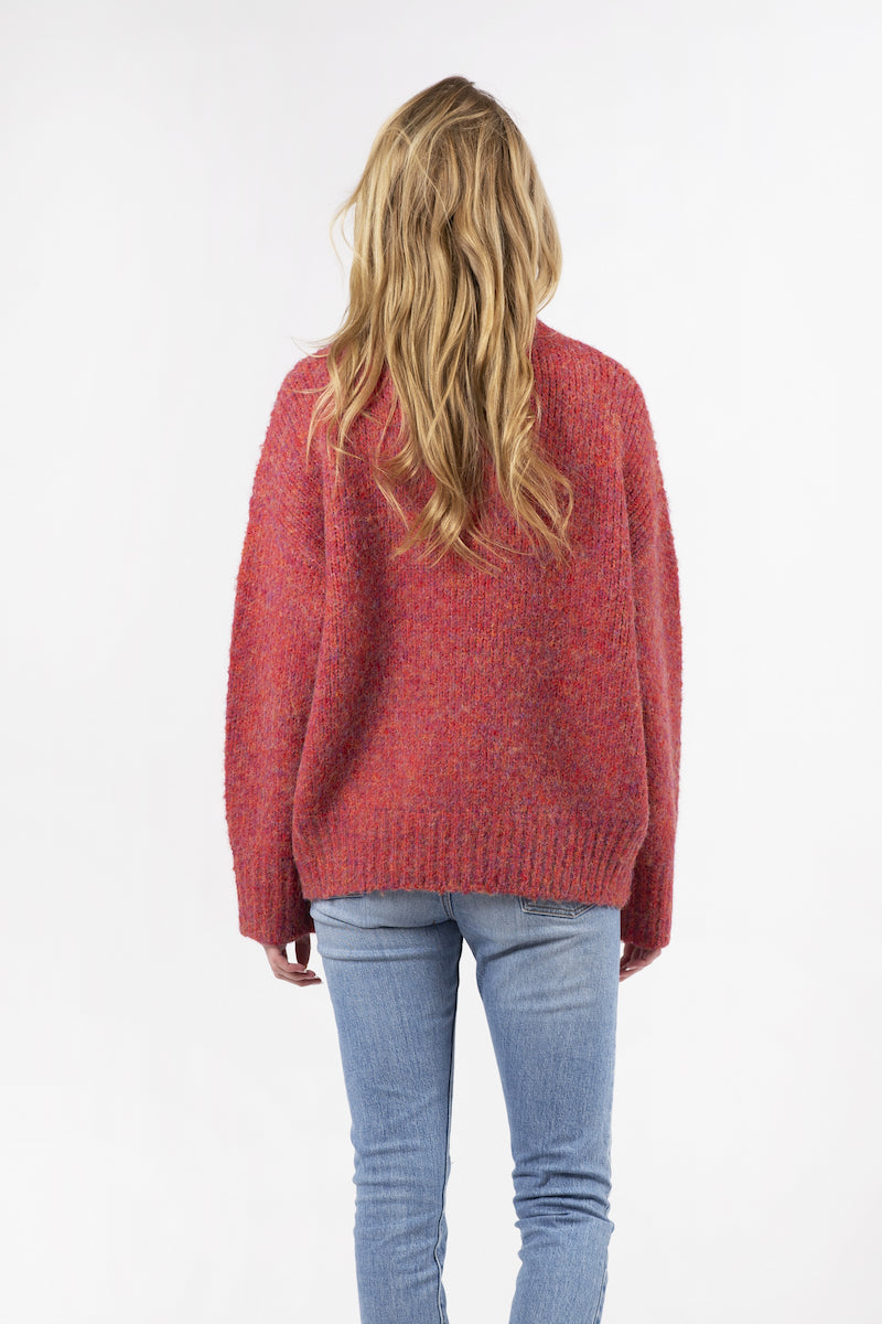 Aggie Mock Neck Sweater  Red Marl – smash.house.clothing