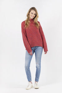 Aggie Mock Neck Sweater | Red Marl