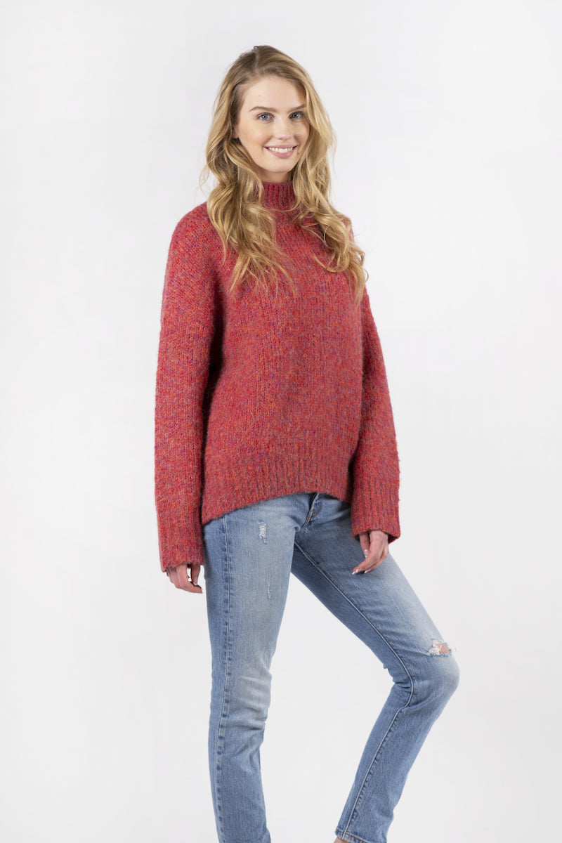 Aggie Mock Neck Sweater | Red Marl
