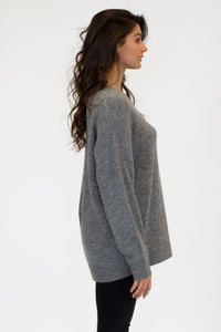 Alexa Lightweight Crew Neck Sweater | Dark Grey