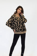 Angus Abstract Animal Print Sweater | Brown Leopard