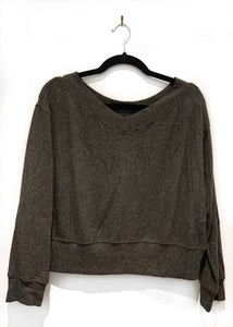 Sloe Cozy Lux Wide-Neck L/S Top | Anthracite