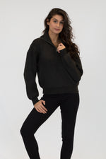 Callista Half Zip Front Sweater | Black Marl