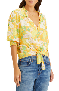 Say Hello Tie Front Top | Mango Floral