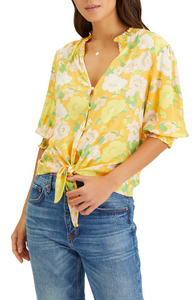 Say Hello Tie Front Top | Mango Floral