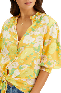 Say Hello Tie Front Top | Mango Floral