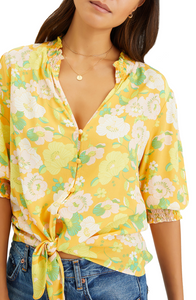 Say Hello Tie Front Top | Mango Floral