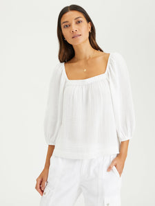 Dusk Square Neck Top | White