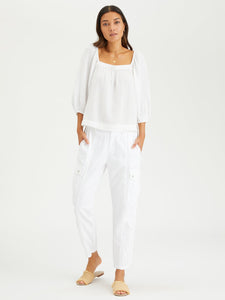 Dusk Square Neck Top | White