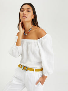 Dusk Square Neck Top | White