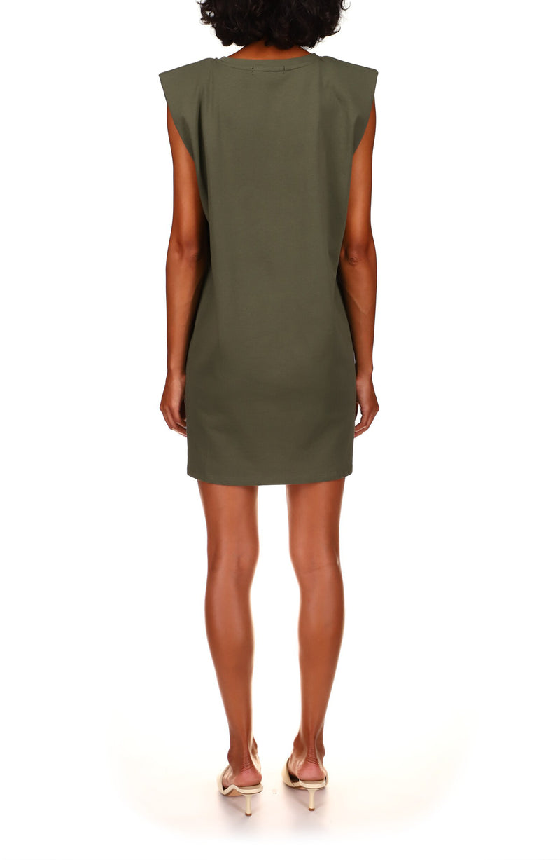 Shoulder Pad Dress | Hiker Green
