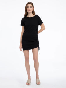 Drawstring T-Shirt Dress | Black