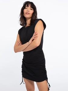Drawcord Mini Dress | Black