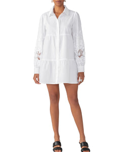 Cutwork Sleeve Babydoll Dress | White