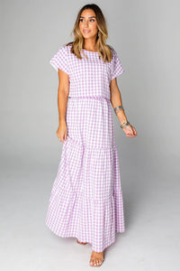 West Two-Piece Set | Purple Checker