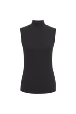 Essential Sleeveless Mock Neck Top | Black