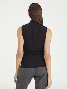 Essential Sleeveless Mock Neck Top | Black