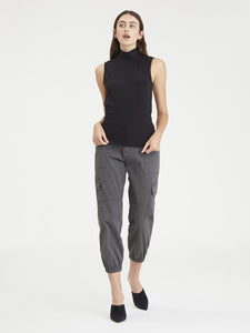 Essential Sleeveless Mock Neck Top | Black
