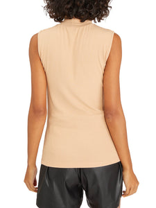 Essential Sleeveless Mock Neck Top | Light Maple