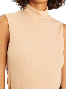 Essential Sleeveless Mock Neck Top | Light Maple