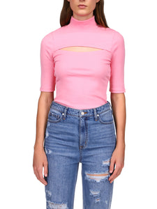 Cut Out Rib Top | Flamingo