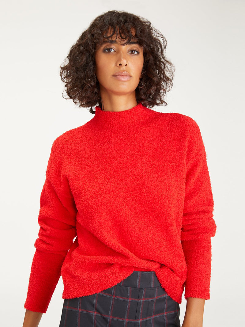 Plush Mock Neck Sweater | Ruby