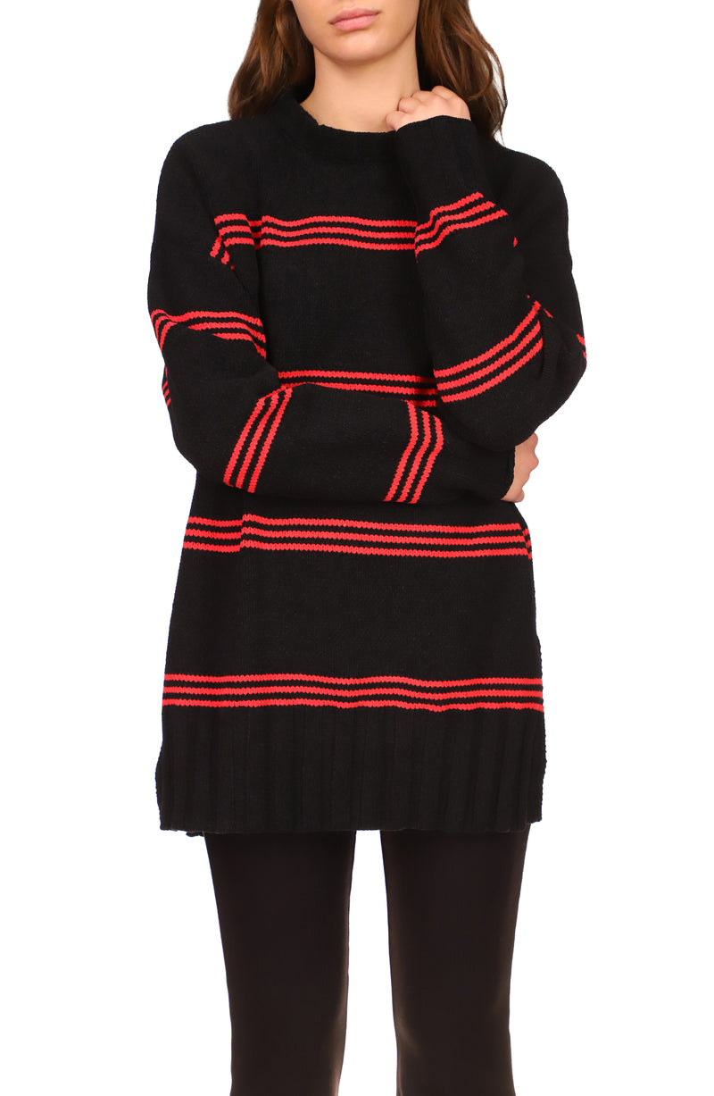 Feel Good Tunic | Black & Ruby Stripe