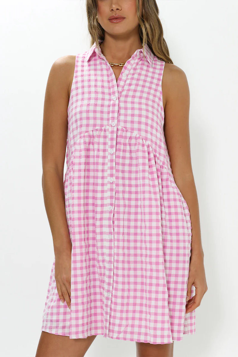 Pink gingham 2025 mini dress